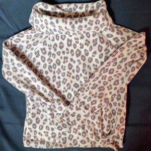 Cowl Neck Fleece With Pink and Gray Leopard Print, Youth 10/12